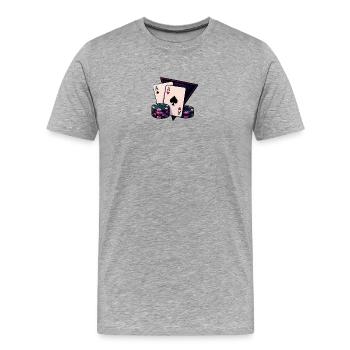 Neon Ace Poker Print - Men's Premium Organic T-Shirt - heather grey - Front - Damien (186cm)