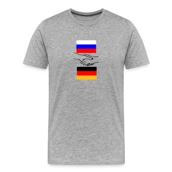 Russland & Deutschland - Männer Premium Bio T-Shirt - Grau meliert - Vorne - Damien (186cm)