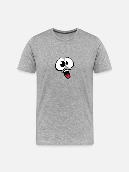 Funny Comic Face - Männer Premium Bio T-Shirt - Grau meliert
