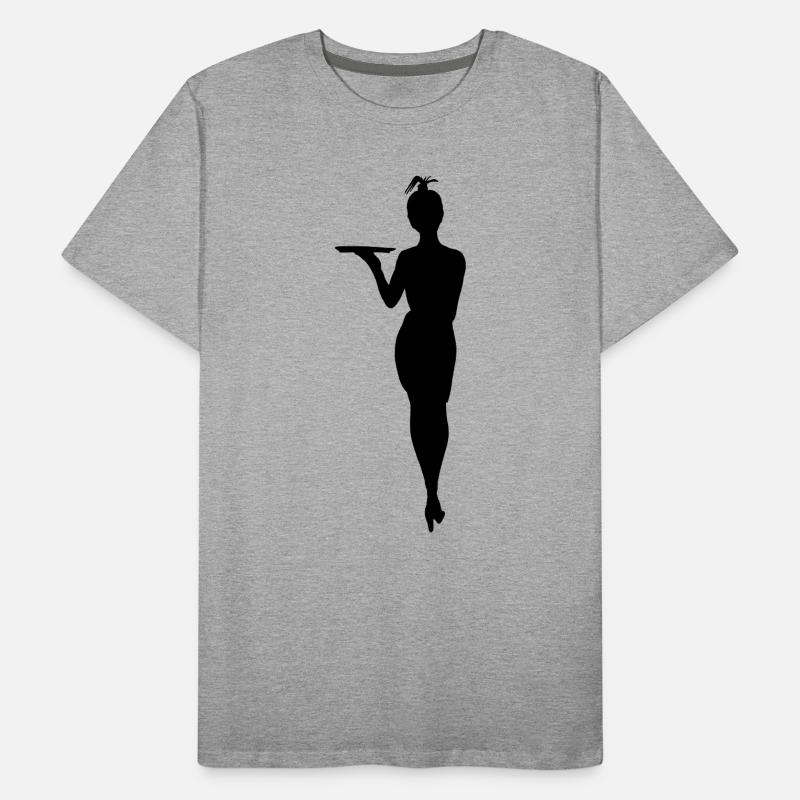Serveuse difficile avec figurine d’ombre de plateau T-shirt bio Premium Homme