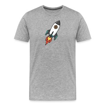 Vers la fusée lunaire | Démarrage Web3 et crypto - T-shirt bio Premium Homme - gris chiné - Devant - Damien (186cm)