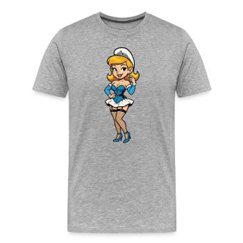 Blaue Gnomenfrau - Männer Premium Bio T-Shirt - Grau meliert - Vorne - Damien (186cm)