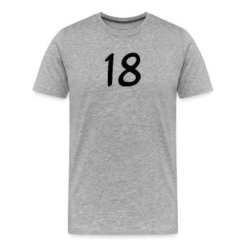 18. 18 ANS. 18e ANNIVERSAIRE. ANNIVERSAIRE 18 ANS. - T-shirt bio Premium Homme - gris chiné - Devant - Damien (186cm)