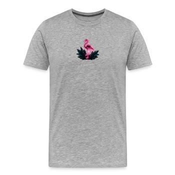 Neon Flamingo Tropisches Leuchten - Männer Premium Bio T-Shirt - Grau meliert - Vorne - Damien (186cm)