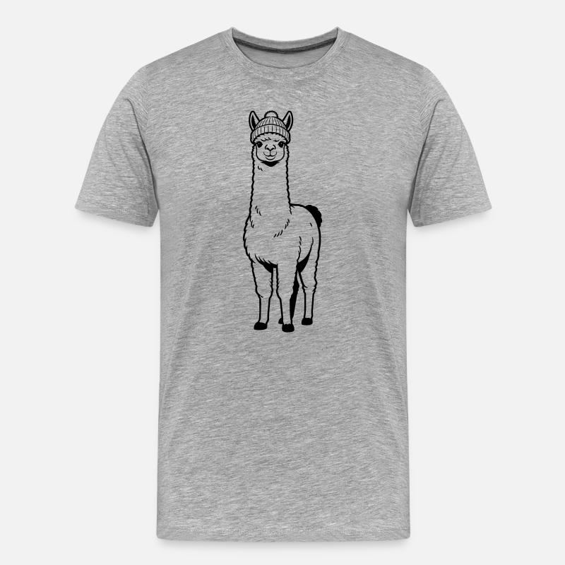 Llama Beanie - Männer Premium Bio T-Shirt - Grau meliert