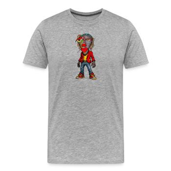 Vibrant Street Portrait Figure - Men's Premium Organic T-Shirt - heather grey - Front - Damien (186cm)