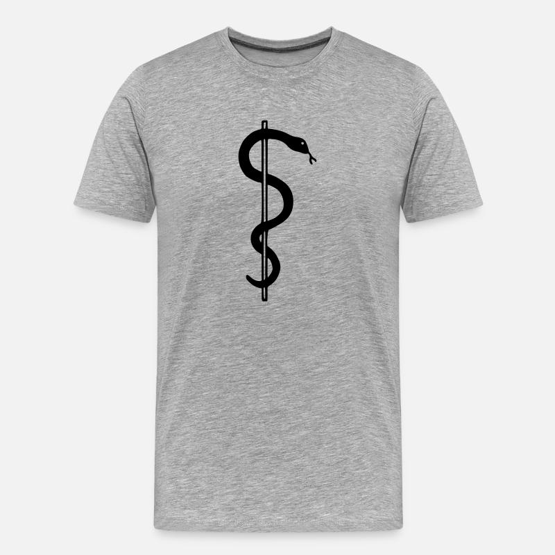 Äskulapstab Asklepiosstab - Männer Premium Bio T-Shirt - Grau meliert
