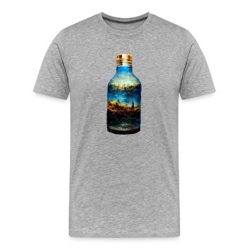 Un monde dans une bouteille - T-shirt bio Premium Homme - gris chiné - Devant - Damien (186cm)