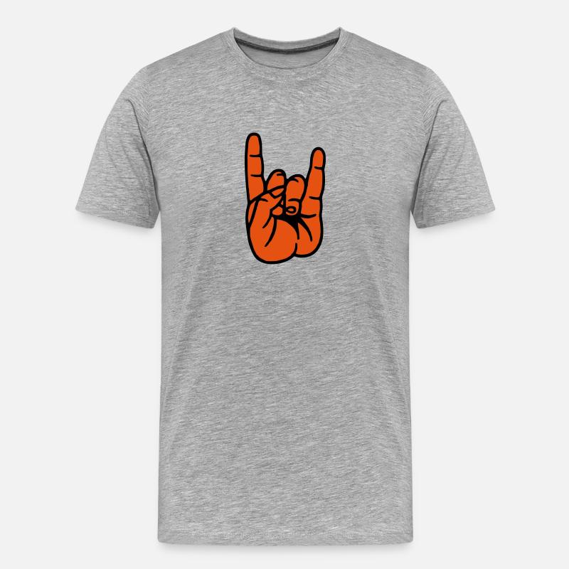 Devil Rock Hand - Männer Premium Bio T-Shirt - Grau meliert