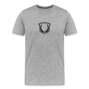 blank area emblem shield laurel wreath banner desi - Men's Premium Organic T-Shirt - heather grey - Front - Damien (186cm)