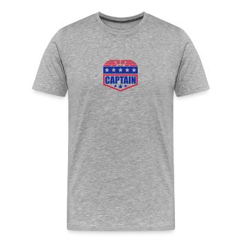 Captain Steuerrad Abzeichen Rang - Männer Premium Bio T-Shirt - Grau meliert - Vorne - Damien (186cm)