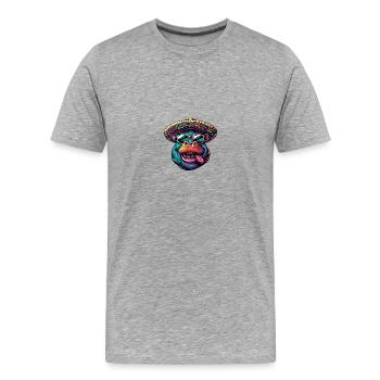 Hippopotame Drôle Sombrero - T-shirt bio Premium Homme - gris chiné - Devant - Damien (186cm)