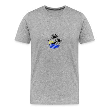 Island Palm Trees Sea - Men's Premium Organic T-Shirt - heather grey - Front - Damien (186cm)