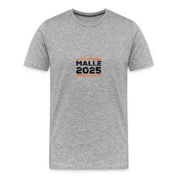 Malle 2025 Dire - T-shirt bio Premium Homme - gris chiné - Devant - Damien (186cm)