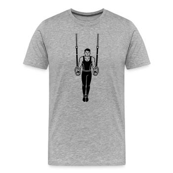 Anneaux de gymnastique - T-shirt bio Premium Homme - gris chiné - Devant - Damien (186cm)