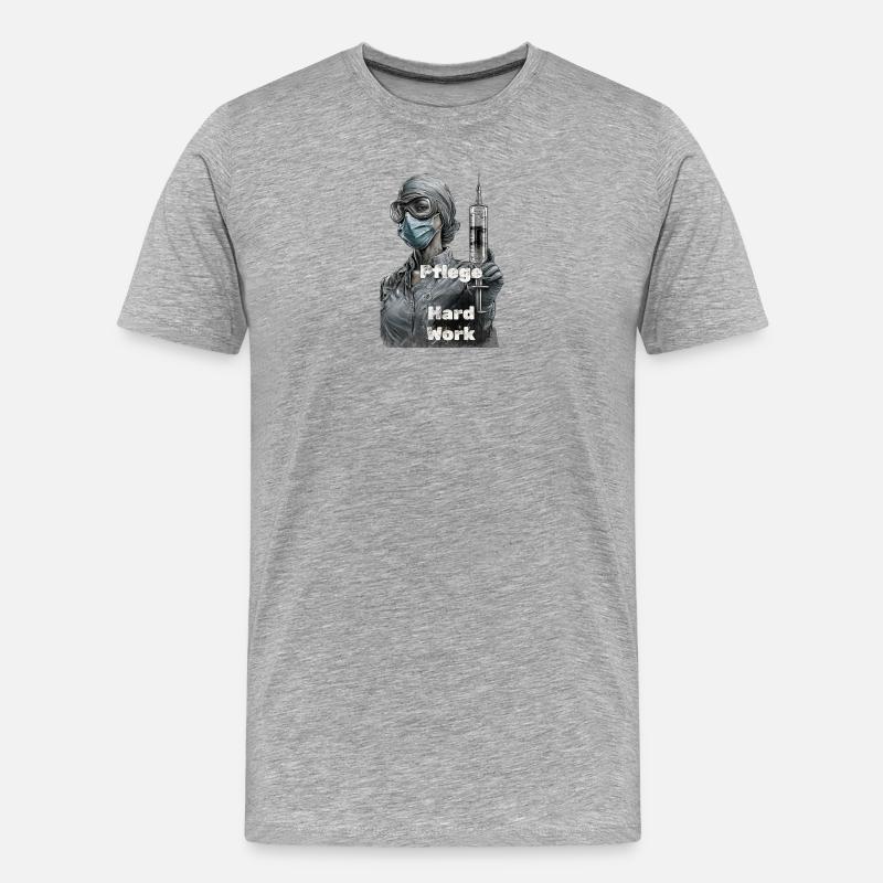 Pflegeheldin Harte Arbeit - Männer Premium Bio T-Shirt - Grau meliert