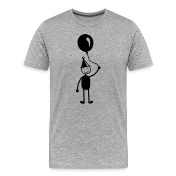 Geburtstag Ballon - Männer Premium Bio T-Shirt - Grau meliert - Vorne - Damien (186cm)