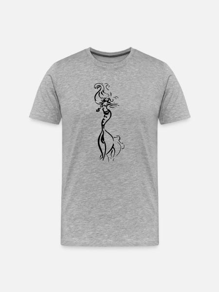 Black drawing mermaid - Men's Premium Organic T-Shirt - heather grey