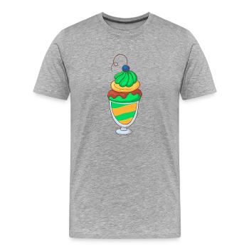Crème glacée, crème glacée, crème glacée, crème glacée, boule, crème glacée, sundae - T-shirt bio Premium Homme - gris chiné - Devant - Damien (186cm)