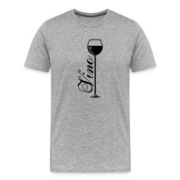Verre de symbole de vin - T-shirt bio Premium Homme - gris chiné - Devant - Damien (186cm)
