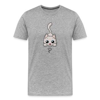 chat bande dessinée douce - T-shirt bio Premium Homme - gris chiné - Devant - Damien (186cm)
