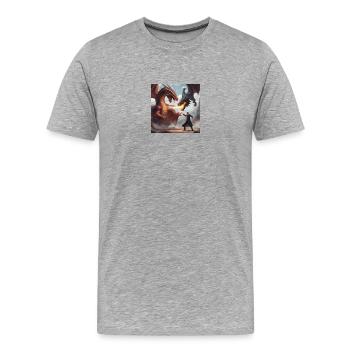 Fighting Dragons - Männer Premium Bio T-Shirt - Grau meliert - Vorne - Damien (186cm)