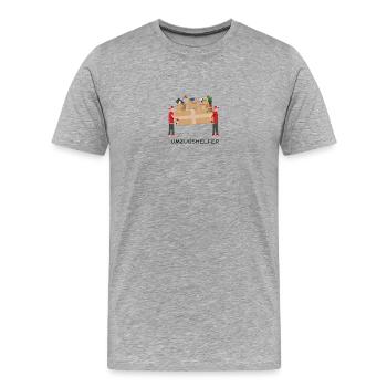 Umzugshelfer - Umzug - Danke - Männer Premium Bio T-Shirt - Grau meliert - Vorne - Damien (186cm)