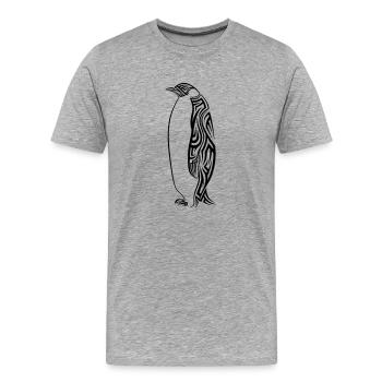 Tatouage tribal de pingouin - T-shirt bio Premium Homme - gris chiné - Devant - Damien (186cm)