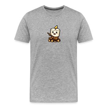 Kuscheliges Marshmallow am Lagerfeuer - Männer Premium Bio T-Shirt - Grau meliert - Vorne - Damien (186cm)