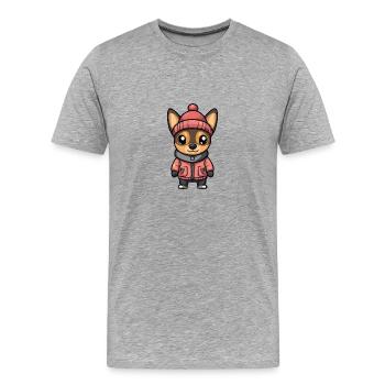 Pinscher Hund Winter - Männer Premium Bio T-Shirt - Grau meliert - Vorne - Damien (186cm)