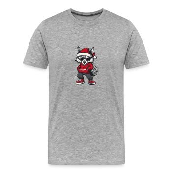 Loup Weihnachten Noël laid - T-shirt bio Premium Homme - gris chiné - Devant - Damien (186cm)