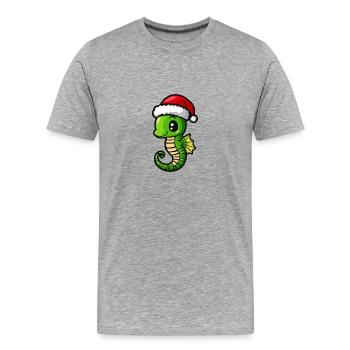 Seepferd Weihnachten Christmas - Männer Premium Bio T-Shirt - Grau meliert - Vorne - Damien (186cm)