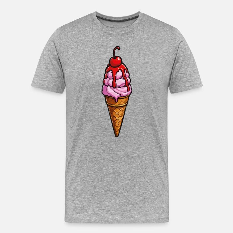 Kirsche Erdbeere Eiscreme - Men's Premium Organic T-Shirt - heather grey
