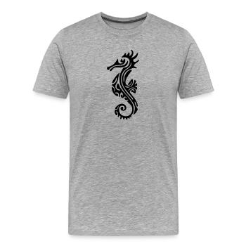 TAHITIAN SEA HORSE (tribal collection) - Men's Premium Organic T-Shirt - heather grey - Front - Damien (186cm)