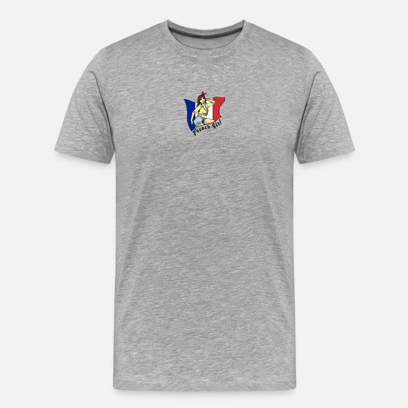 Frankreich Mädchen Flaggen Design - Männer Premium Bio T-Shirt - Grau meliert