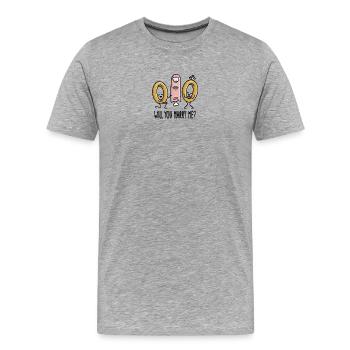 Voulez-vous m’épouser bagues de mariage en mariage - T-shirt bio Premium Homme - gris chiné - Devant - Damien (186cm)