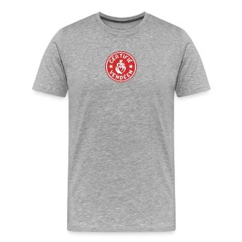 Logo certifié vendéen rouge et blanc - T-shirt bio Premium Homme - gris chiné - Devant - Damien (186cm)