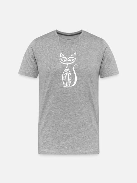 Abstrakte Katze | T Shirt - Männer Premium Bio T-Shirt - Grau meliert