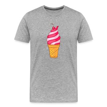 Crème glacée, crème glacée, crème glacée, crème glacée, boule, crème glacée, sundae - T-shirt bio Premium Homme - gris chiné - Devant - Damien (186cm)