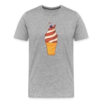 Crème glacée, crème glacée, crème glacée, crème glacée, boule, crème glacée, sundae - T-shirt bio Premium Homme - gris chiné - Devant - Damien (186cm)