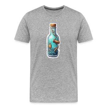 Magische Flasche / Korken / Unterwasser / Anker - Männer Premium Bio T-Shirt - Grau meliert - Vorne - Damien (186cm)