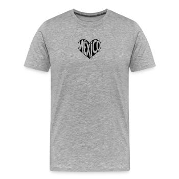Mexico Heart Design - T-shirt bio Premium Homme - gris chiné - Devant - Damien (186cm)