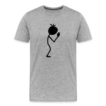 Namasté Stick Figure - Männer Premium Bio T-Shirt - Grau meliert - Vorne - Damien (186cm)