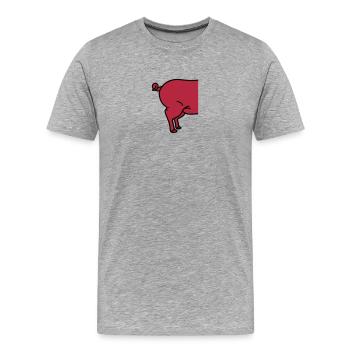 ass behind behind backside half pig sideways cute - Men's Premium Organic T-Shirt - heather grey - Front - Damien (186cm)
