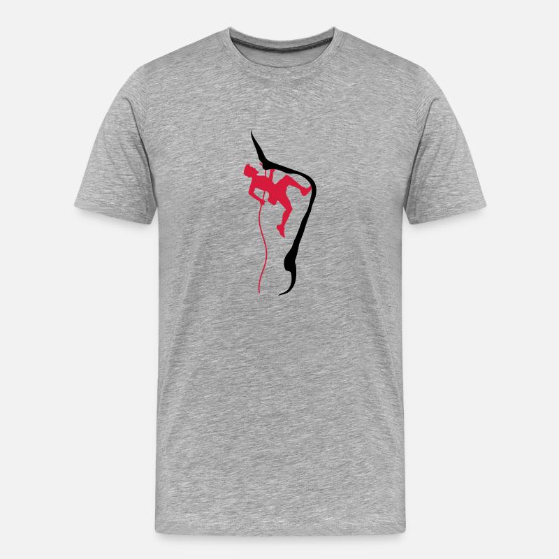 Klettern seil bergsteiger - Männer Premium Bio T-Shirt - Grau meliert