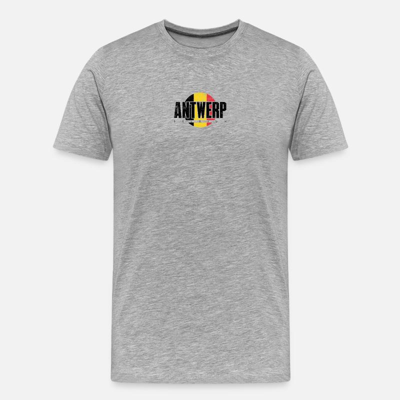 We Emblem Split Gelb Rot - Männer Premium Bio T-Shirt - Grau meliert