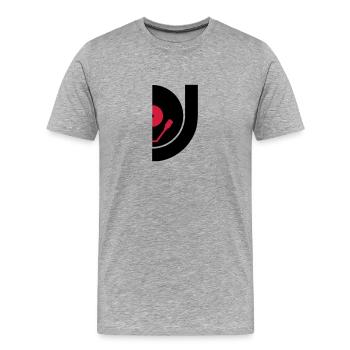 DJ Record Vinyl Plate - Men's Premium Organic T-Shirt - heather grey - Front - Damien (186cm)