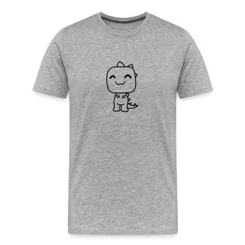 t-rex rex fleischfresser glücklich süß niedlich kl - Männer Premium Bio T-Shirt - Grau meliert - Vorne - Damien (186cm)