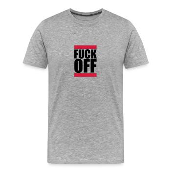 Fuck Off Logo - Men's Premium Organic T-Shirt - heather grey - Front - Damien (186cm)