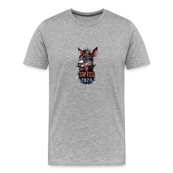 Suisse 2024 Vacances Donkey Swiss - T-shirt bio Premium Homme - gris chiné - Devant - Damien (186cm)